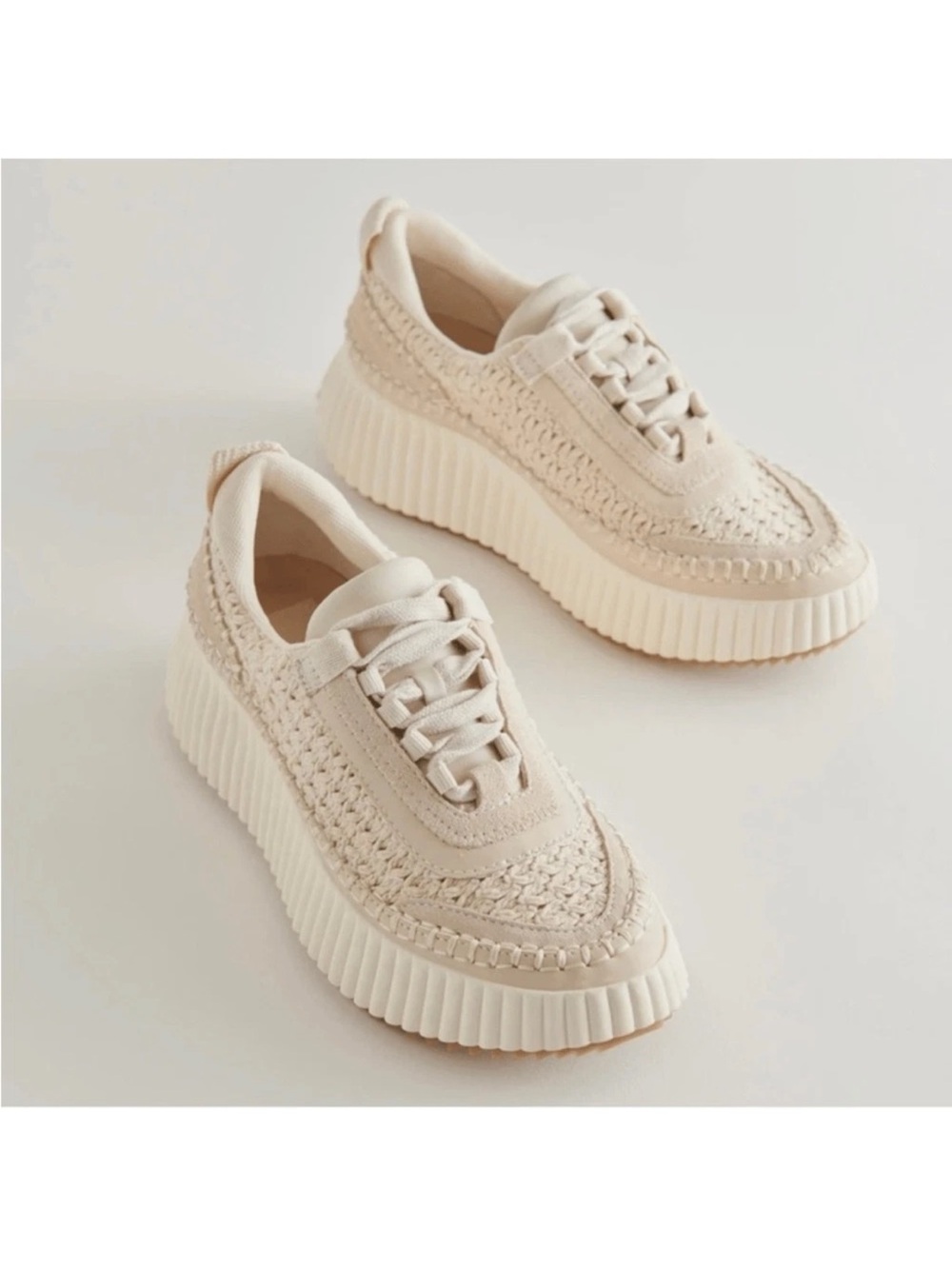 Dolce Vita Cream Woven Platform Sneakers 38